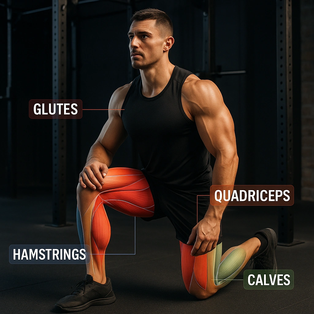 عضلات پا (Quadriceps, Hamstrings, Glutes, Calves)