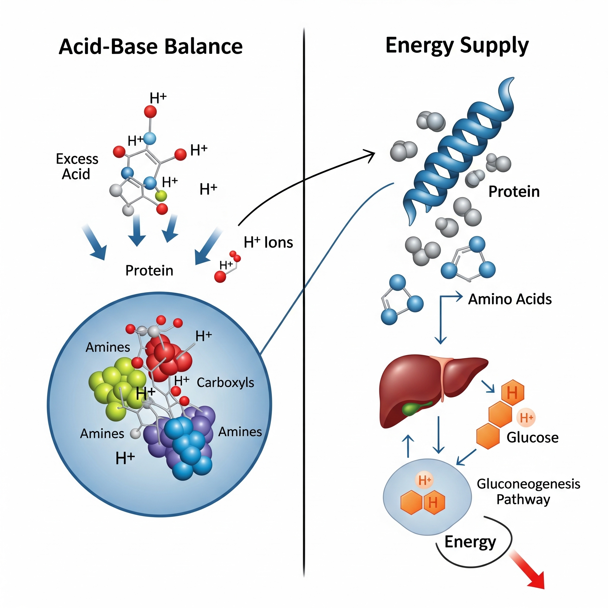 نقش پروتئین در کنترل تعادل اسید-باز و تأمین انرژی