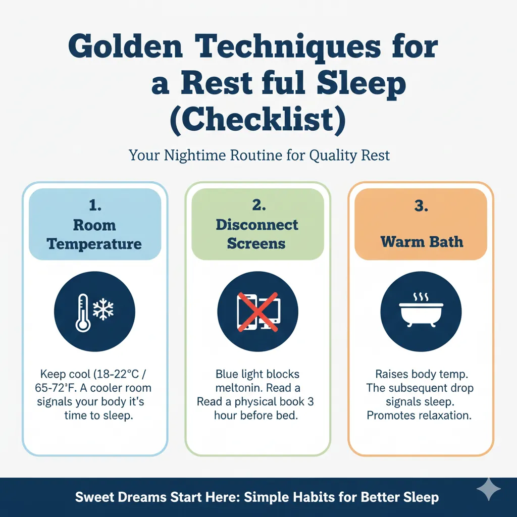 تکنیک‌های طلایی برای خوابی راحت (Checklist)