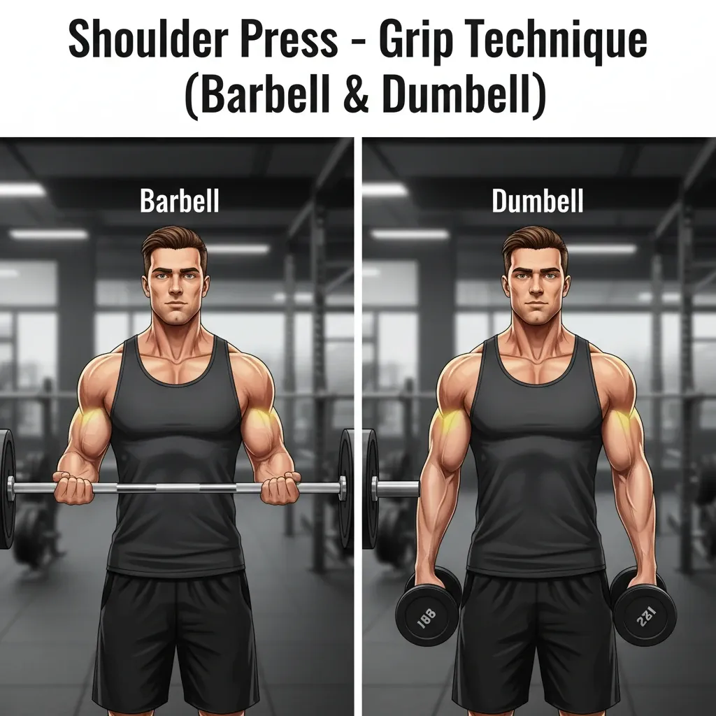 نحوه گرفتن حالتر یا دمبل در اجرای حرکت پرس سرشانه 