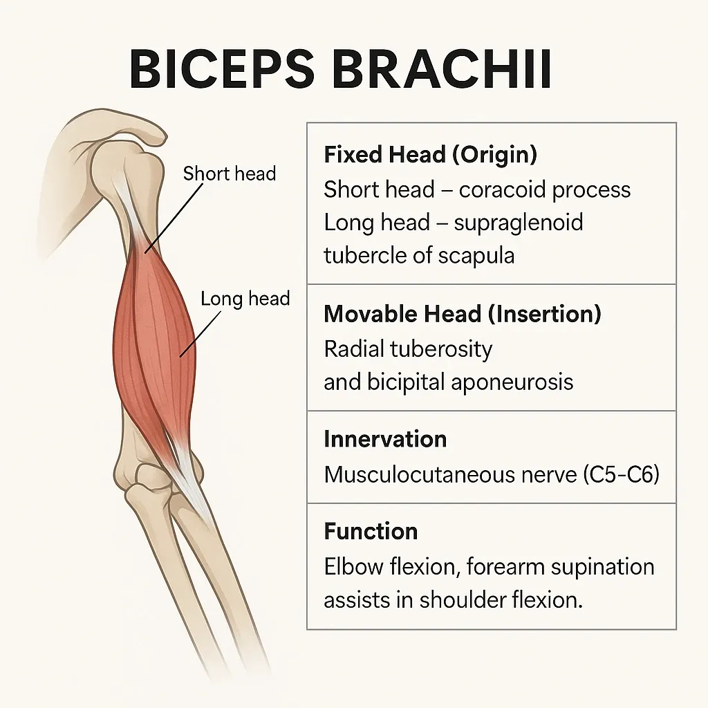 آناتومی و حرکت شناسی عضله دوسر بازویی 