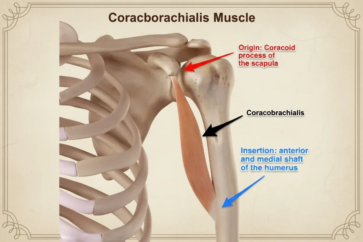 آناتومی و حرکت شناسی عضله غرابی بازویی (Coracobrachialis Muscle)