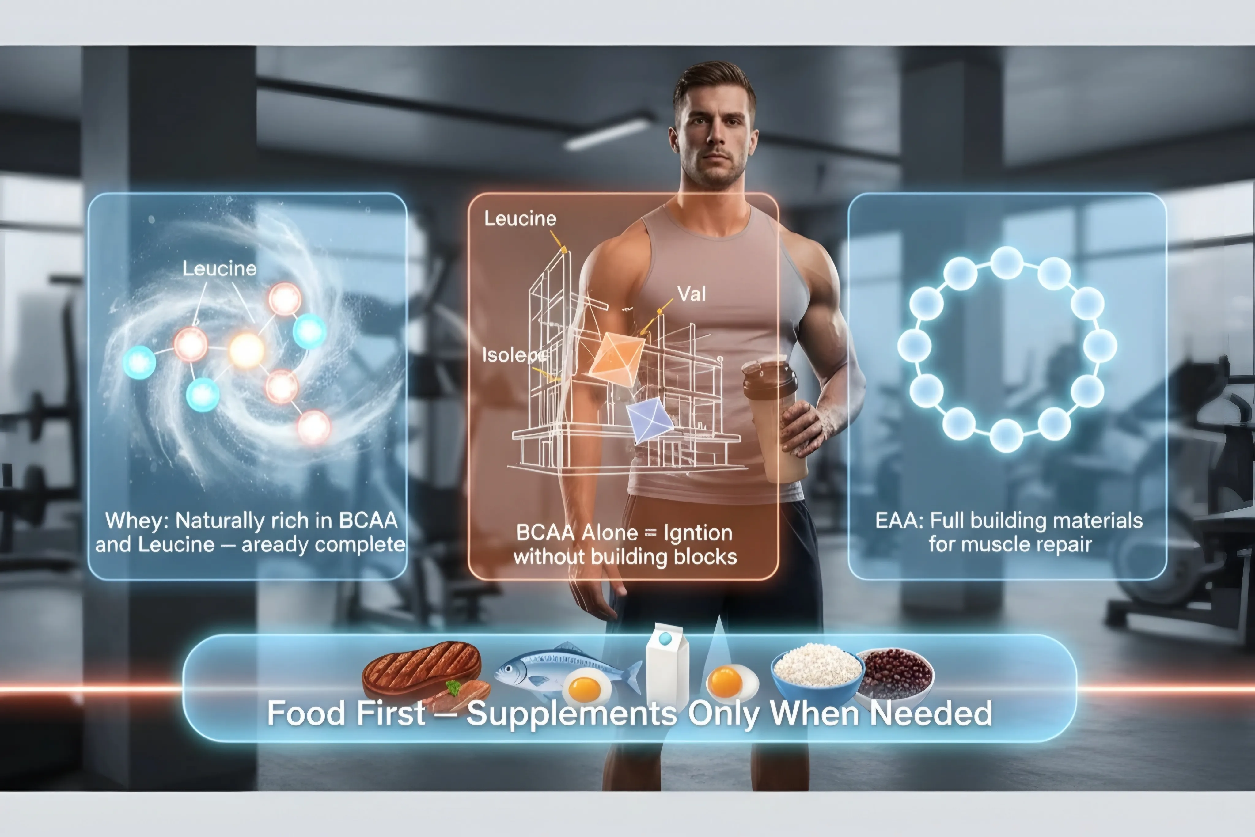 مکمل‌ها: EAA، BCAA یا غذا؟