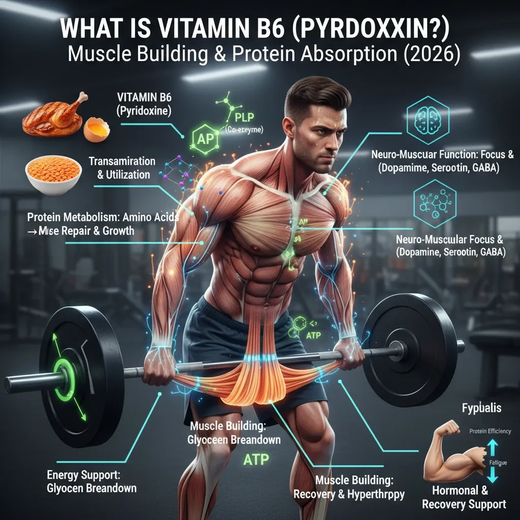 ویتامین B6 چیست؟ | نقش حیاتی پیریدوکسین در عضله‌سازی و جذب پروتئین (۲۰۲۶)