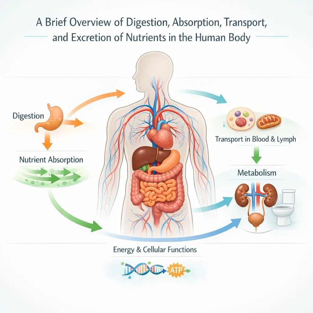 مروری خلاصه بر هضم، جذب، انتقال و دفع مواد مغذی در بدن انسان