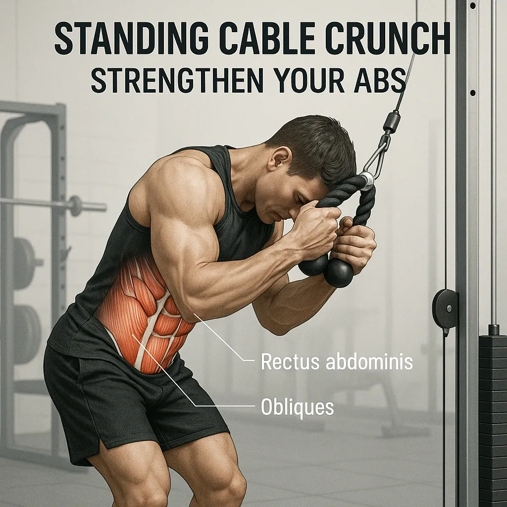 آموزش حرکت کرانچ سیم کش ایستاده (Standing Cable Crunch) برای تقویت عضلات شکم