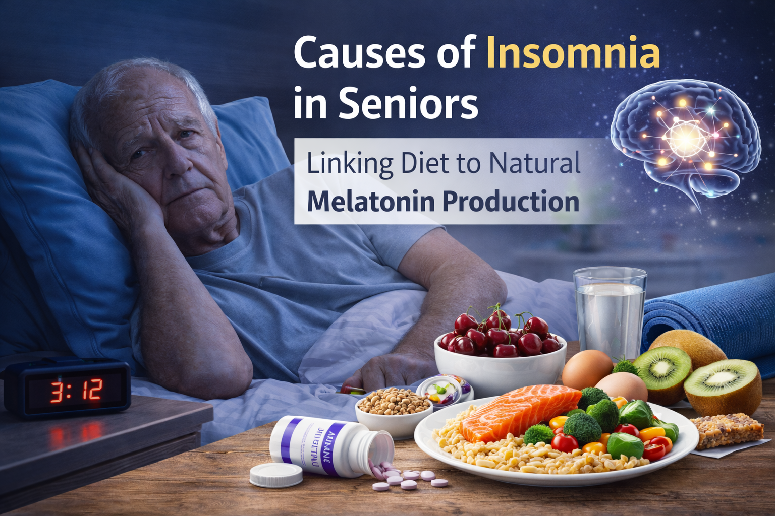 دلایل بی‌خوابی در سالمندان؛ ارتباط تغذیه با ترشح ملاتونین طبیعی